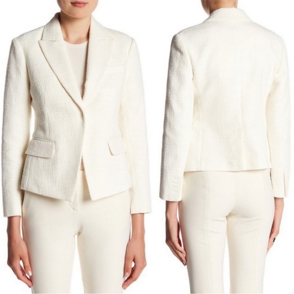 Theory Jackets & Blazers - $495 NWT Theory Brince Newdale Bonded Warm Ivory Textured Jacket Blazer